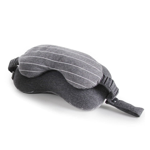 Multi-Function Business Travel Neck Pillow & Eye Mask w/ Storage Bag - Gleesbuy