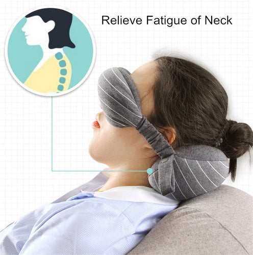 Multi-Function Business Travel Neck Pillow & Eye Mask w/ Storage Bag - Gleesbuy