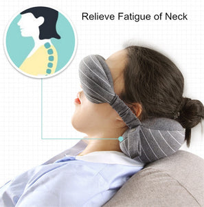Multi-Function Business Travel Neck Pillow & Eye Mask w/ Storage Bag - Gleesbuy