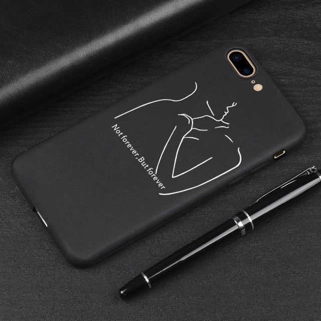 Abstract Lover Face Black Soft TPU Matte Case For iPhone 8 7 Plus XS Max XR Case Fundas Coque Cover For iPhone 6 6s X 5S SE Case - Gleesbuy