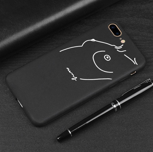 Abstract Lover Face Black Soft TPU Matte Case For iPhone 8 7 Plus XS Max XR Case Fundas Coque Cover For iPhone 6 6s X 5S SE Case - Gleesbuy