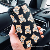 Cute Italy luxury brand bear Skin texture cover case for iphone 6 S 7 7 plus 8 X XS XR XS MAX Soft silicon suprem phone cases - Gleesbuy