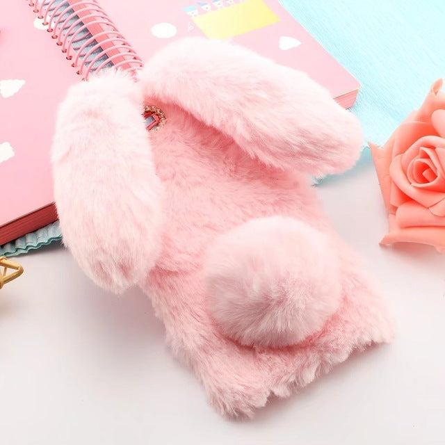 Cute Rabbit Hairy Warm Fur Cover for Any iPhone - Gleesbuy