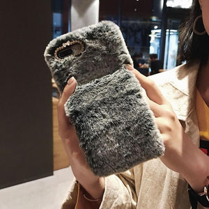 Cute Rabbit Hairy Warm Fur Cover for Any iPhone - Gleesbuy