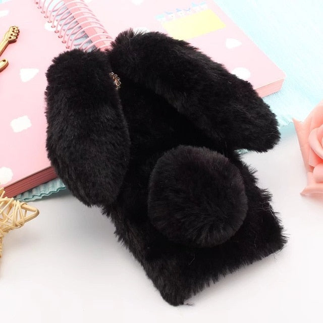 Cute Rabbit Hairy Warm Fur Cover for Any iPhone - Gleesbuy