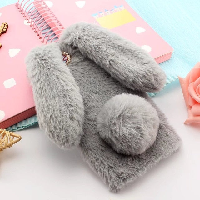 Cute Rabbit Hairy Warm Fur Cover for Any iPhone - Gleesbuy