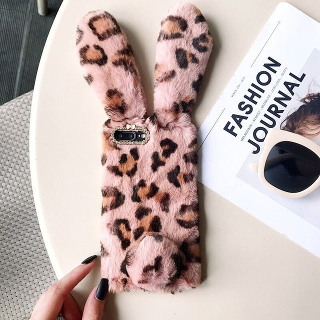 Cute Rabbit Hairy Warm Fur Cover for Any iPhone - Gleesbuy