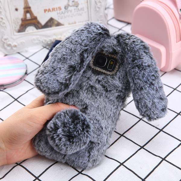 Cute Rabbit Hairy Warm Fur Cover for Any iPhone - Gleesbuy