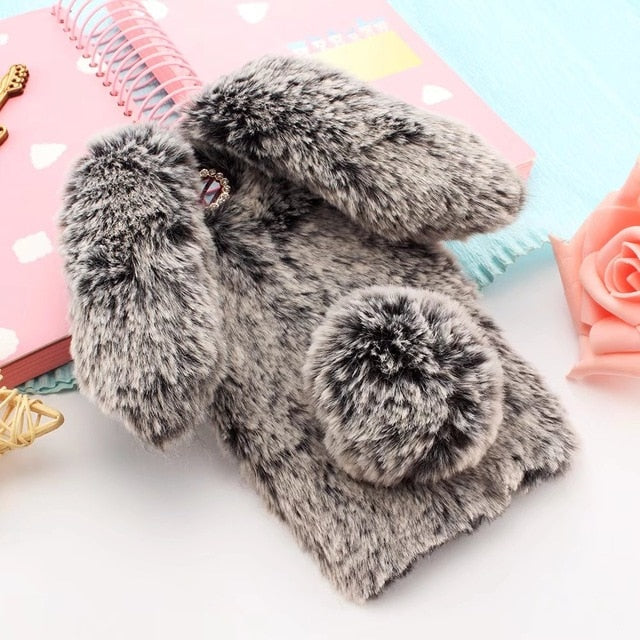 Cute Rabbit Hairy Warm Fur Cover for Any iPhone - Gleesbuy