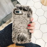 Cute Rabbit Hairy Warm Fur Cover for Any iPhone - Gleesbuy