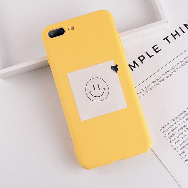 Lovebay Phone Case For iPhone 6 6s 7 8 Plus X XR XS Max Cute Cartoon Letter Deer Smiley Face Soft TPU For iPhone 5 5S SE Cover - Gleesbuy