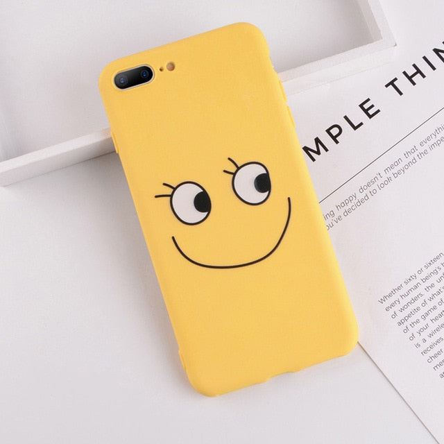 Lovebay Phone Case For iPhone 6 6s 7 8 Plus X XR XS Max Cute Cartoon Letter Deer Smiley Face Soft TPU For iPhone 5 5S SE Cover - Gleesbuy