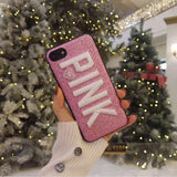 Luxury PINK Brand NEW Glitter Embroidery Leather Fashion Hot Cute Pink Case for iPhones - Gleesbuy