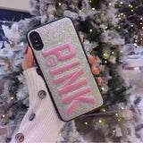 Luxury PINK Brand NEW Glitter Embroidery Leather Fashion Hot Cute Pink Case for iPhones - Gleesbuy