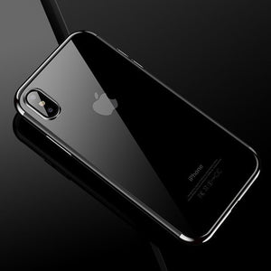 Luxury Silicone Clear Case for iPhone X 6 6S Plus TPU Soft Plating Frame Transparent Back Cover for iPhone 7 8 Plus XS Max XR - Gleesbuy