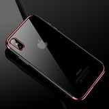 Luxury Silicone Clear Case for iPhone X 6 6S Plus TPU Soft Plating Frame Transparent Back Cover for iPhone 7 8 Plus XS Max XR - Gleesbuy