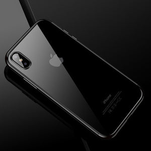 Luxury Silicone Clear Case for iPhone X 6 6S Plus TPU Soft Plating Frame Transparent Back Cover for iPhone 7 8 Plus XS Max XR - Gleesbuy