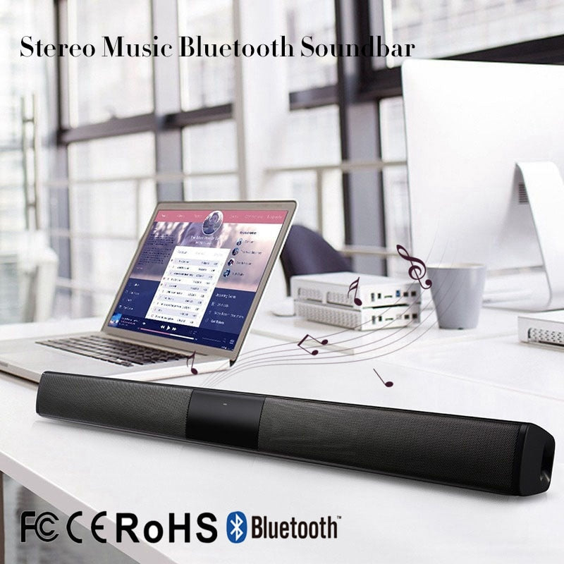 Wireless Bluetooth Column Soundbar Stereo Speaker Powerful TV Home Theater 2.0A Built-in Battery Sound Bar TF USB Sound Bar - Gleesbuy