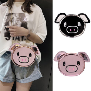 Fashion Girls Leather Chain Wild Cute Cartoon Pig Bag - Gleesbuy