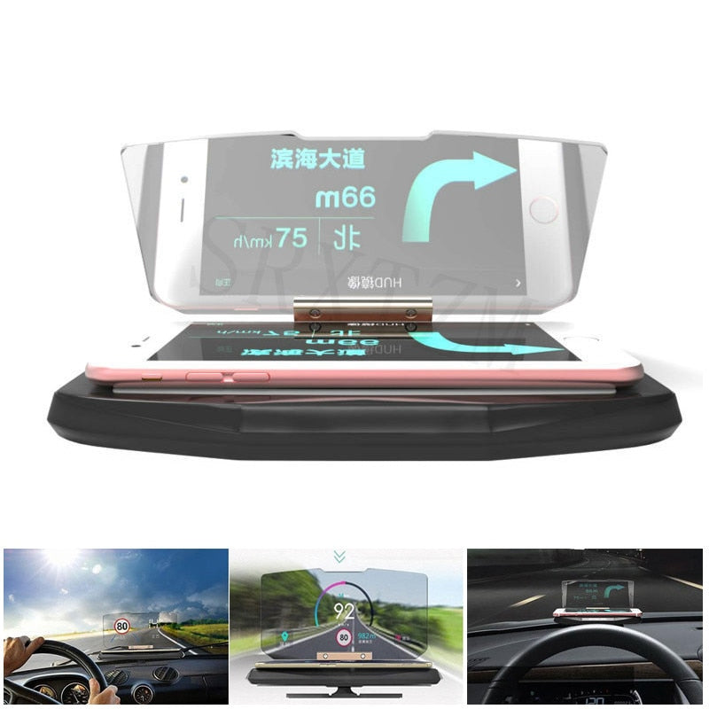 HUD Head-Up Display Car Cell Phone GPS Navigation Image Reflector Holder Mount - Gleesbuy