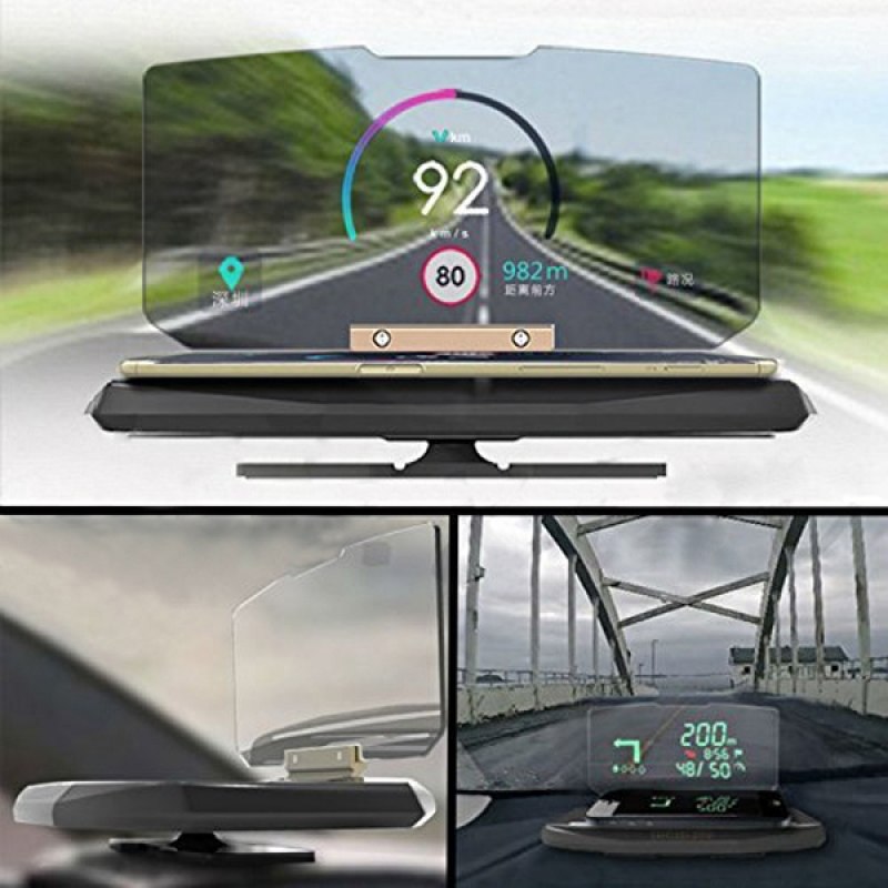 HUD Head-Up Display Car Cell Phone GPS Navigation Image Reflector Holder Mount - Gleesbuy